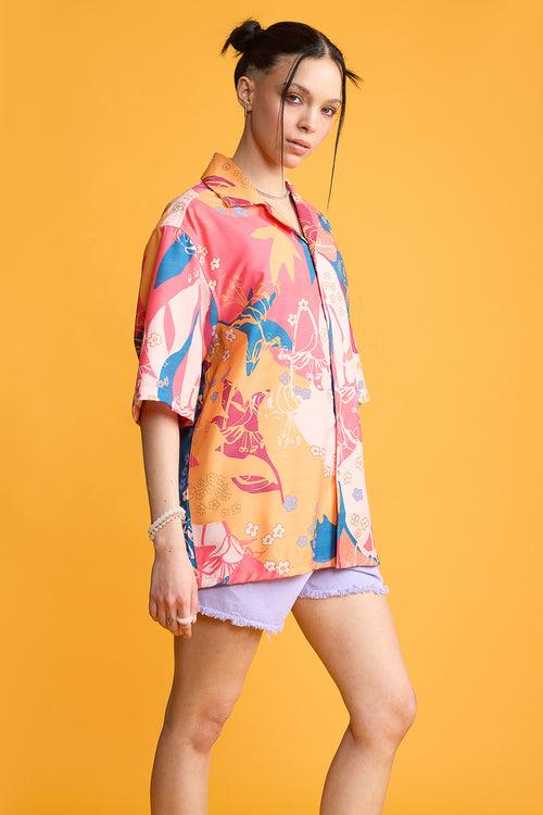 WREATHED PRINT WOMEN'S RESORT SHIRT