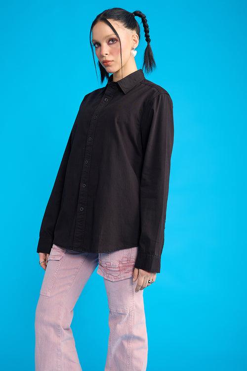 EASY TWILL BLACK WOMEN'S REGULAR FIT SHIRT