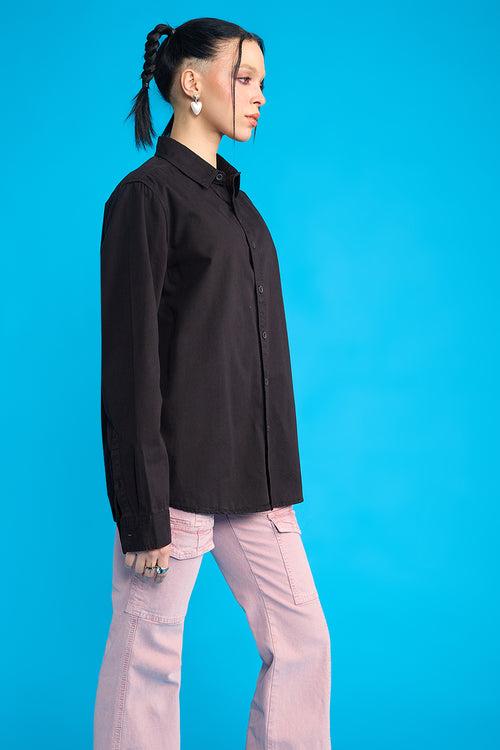 EASY TWILL BLACK WOMEN'S REGULAR FIT SHIRT