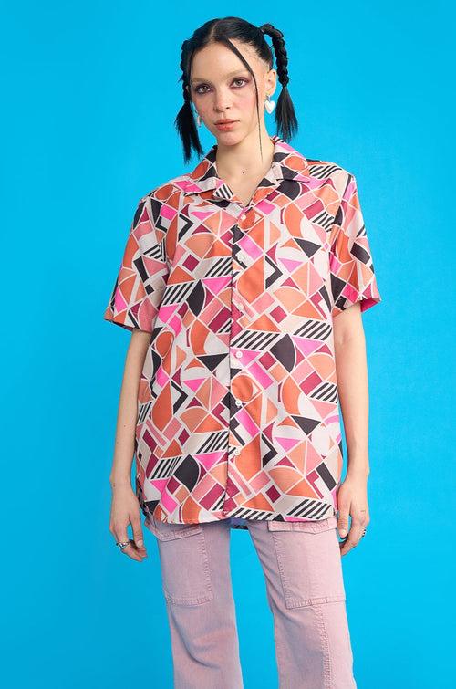 GEOMETRIC PRINT WOMEN'S RESORT SHIRT