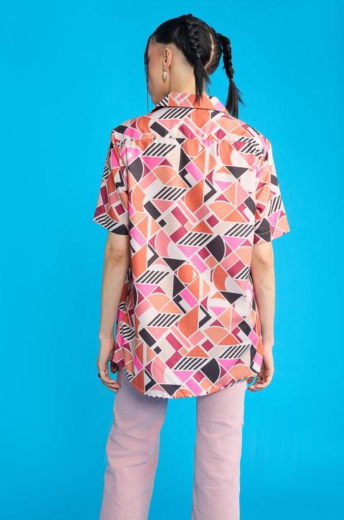 GEOMETRIC PRINT WOMEN'S RESORT SHIRT