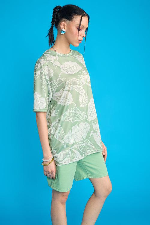 Printed Women's T-Shirt- Leaves