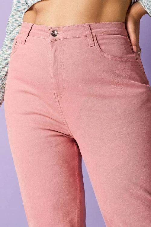 Faint Pink Curve Straight Fit Jeans