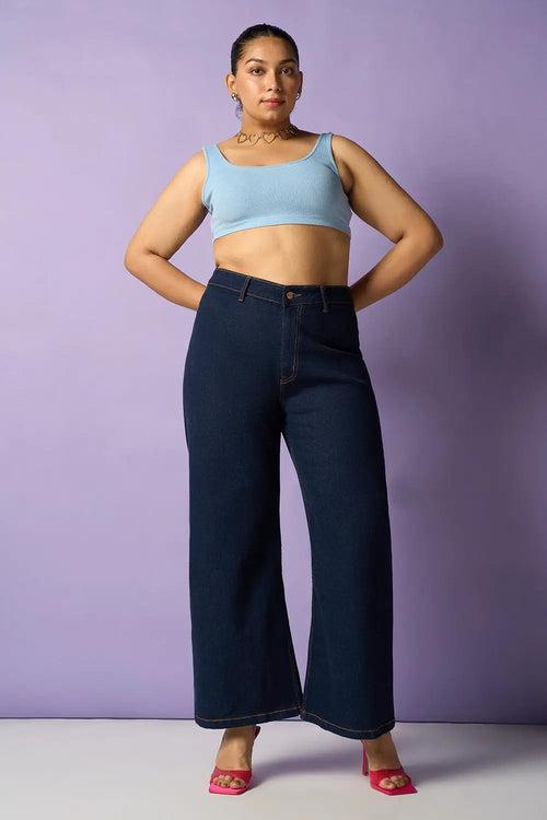 Intense Indigo Curve Retro Flare Fit Stretch Jeans