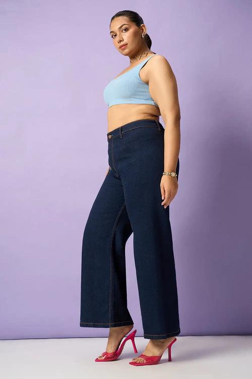 Intense Indigo Curve Retro Flare Fit Stretch Jeans