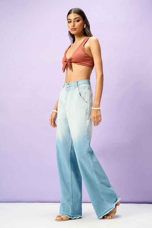 Blue Depths Ombre Wide Leg Jeans