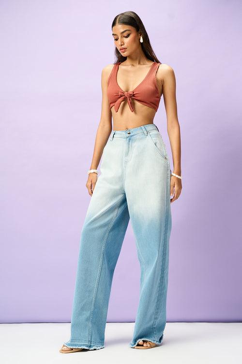 Blue Depths Ombre Wide Leg Jeans