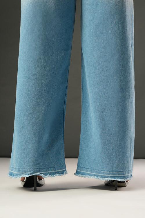 Morning Blue Ombre Curve Wide Leg Jeans