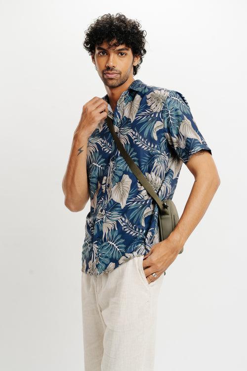 MEN'S LEAVES PRINT SHIRT