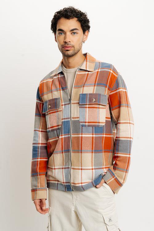 ORANGE CHECKS MEN'S SHACKET