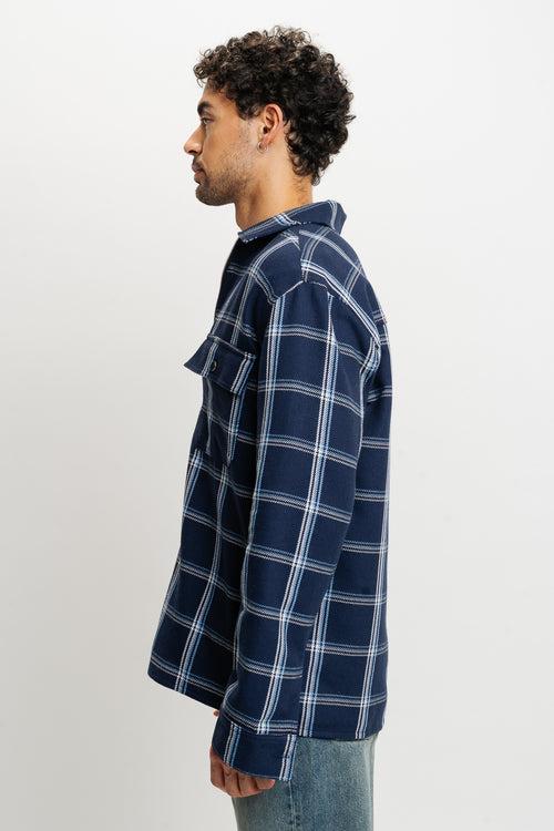 NAVY CHECKS MEN'S SHACKET