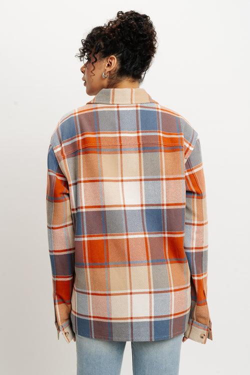 ORANGE CHECKS WOMEN'S SHACKET