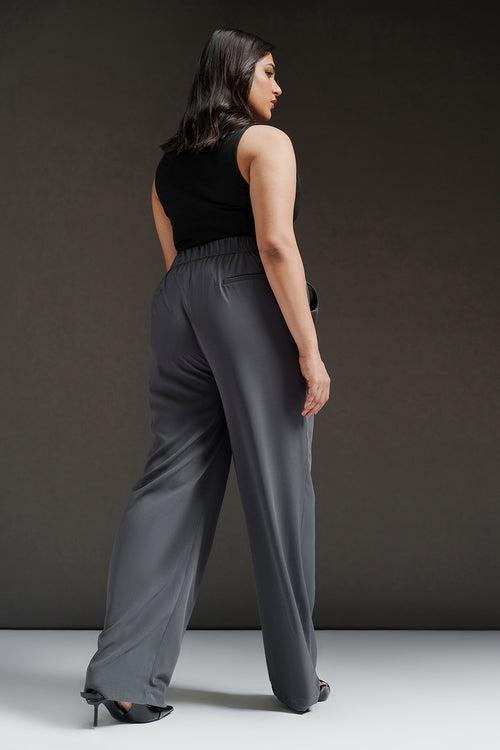 Deep Dusk Curve Pleated Straight Fit Korean Pants