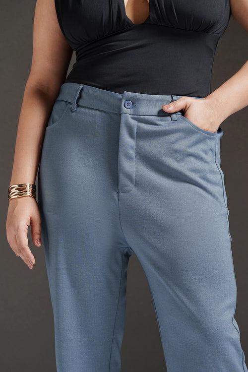 Stellar Grey Curve Bootcut Korean Pants