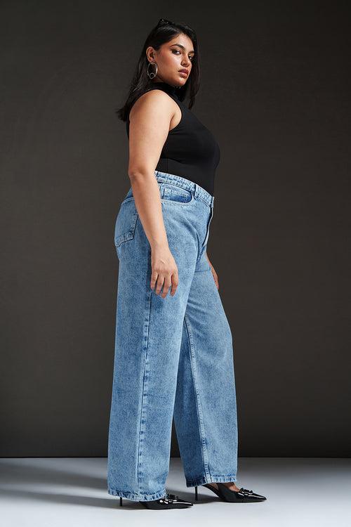 Pebble Blue Curve Straight fit Jeans