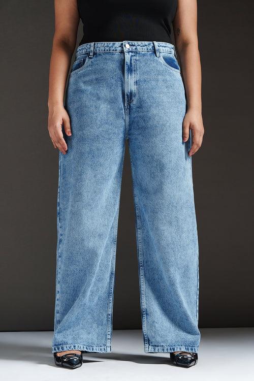 Pebble Blue Curve Straight fit Jeans