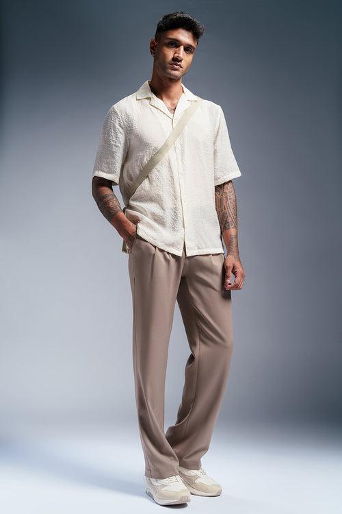 Ashen Beige Men's Stylised Korean Pants