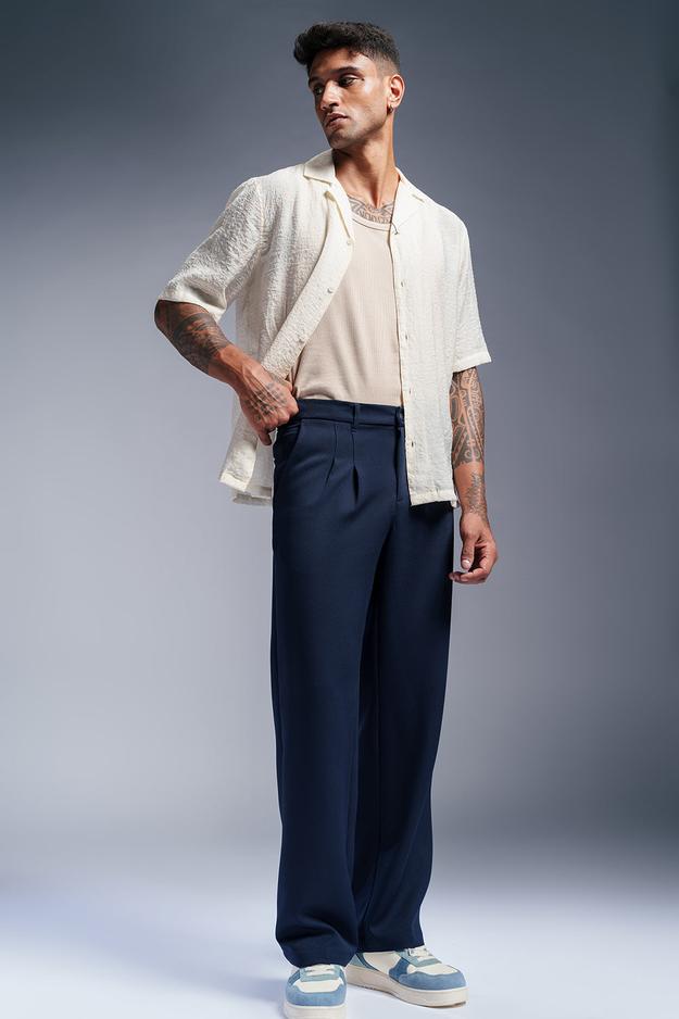 Navy Blitz Men's Double Pleated Korean Pants