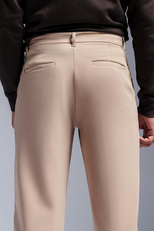 Beige Blaze Men's Double Pleated Korean Pants