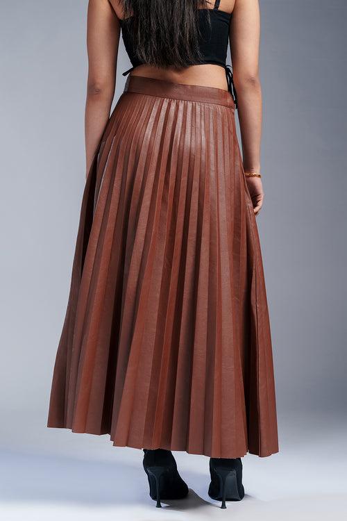 Espresso Brown Leather Skirt