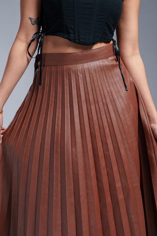 Espresso Brown Leather Skirt