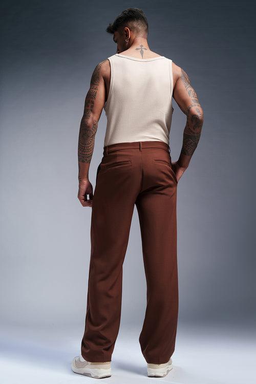 Regal Brown Men's Stylised Korean Pants