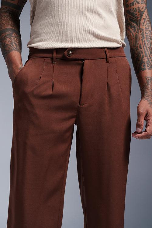 Regal Brown Men's Stylised Korean Pants