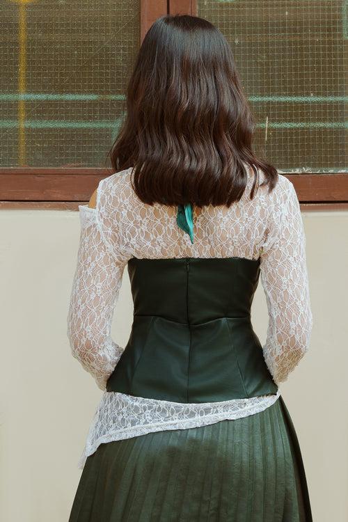 Matcha Green Leather Corset