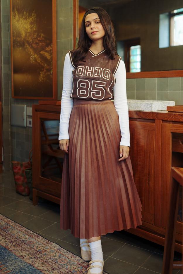 Espresso Brown Leather Skirt