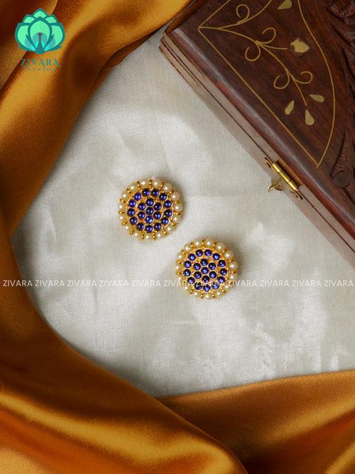 BLUE - VASUNDARA STUDS- HANDMADE EARRINGS - latest kemp dance jewellery collection