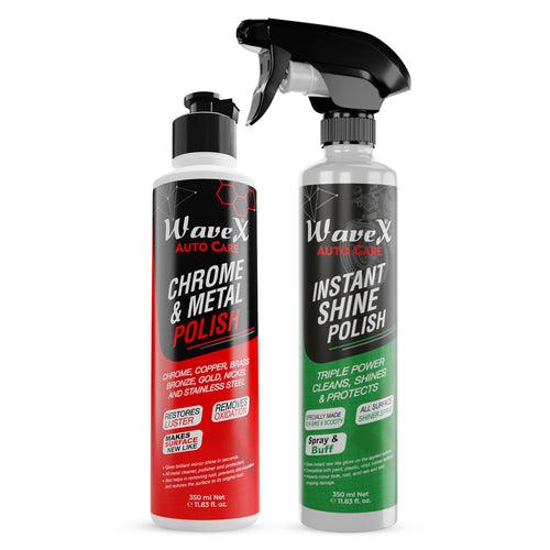 Chrome and Metal Polish 350ml | Instant Spray Car and Bike Polish 350ml Cleans and Shines | Car Bike Care kit(Set of 2)