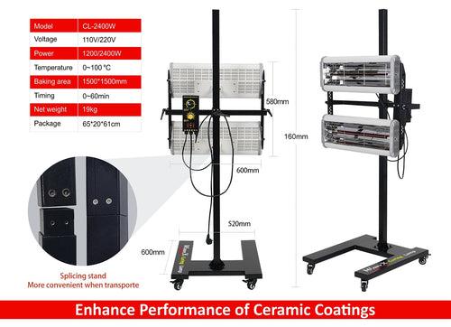 2400W Shortwave Infrared Curing Lamp for Ceramic Coating | Fast & Efficient Cure in 15 Minutes | Reliable NIR Quartz Halogen Lamp | Wide Coverage for Detailing Centers | Precise Control & Stability