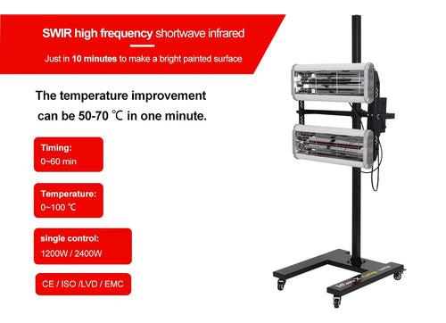 2400W Shortwave Infrared Curing Lamp for Ceramic Coating | Fast & Efficient Cure in 15 Minutes | Reliable NIR Quartz Halogen Lamp | Wide Coverage for Detailing Centers | Precise Control & Stability