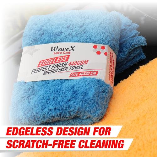 Perfect Finish Microfiber Cloth for Car 440 GSM (40x60CM) Super Soft Microfiber Car Cleaning Cloth, High Water Absorbing Edgeless for Scratchless Drying and Buffing (Pack of 2)