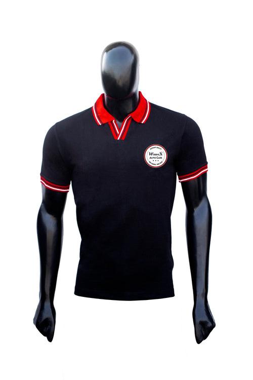 Detailing Merchandise Combo 1- WaveX Red and Black Collar T-Shirt + WaveX Detailing Apron + WaveX Detailing Cap