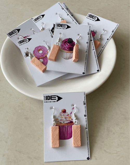 Cream Waffer Biscuit Mini Food Earrings
