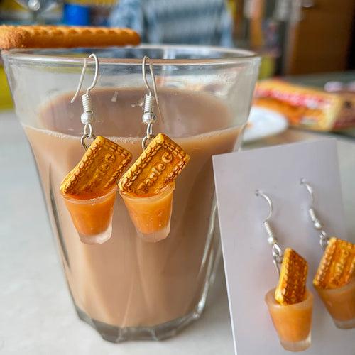 Parle Gee & Cutting Chai (Tea) Mini Food Earrings