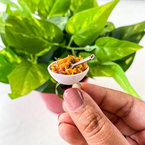 Veg Chinese Noodles Miniature Quirky Finger Ring