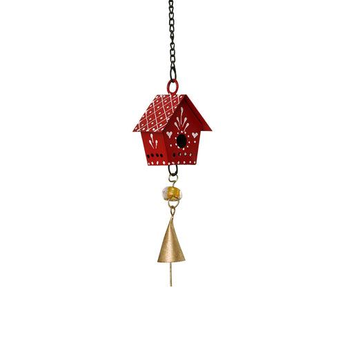 Mini Huts' Kutch Decorative Hanging Wind Chimes (Iron | Red | Set of 2)