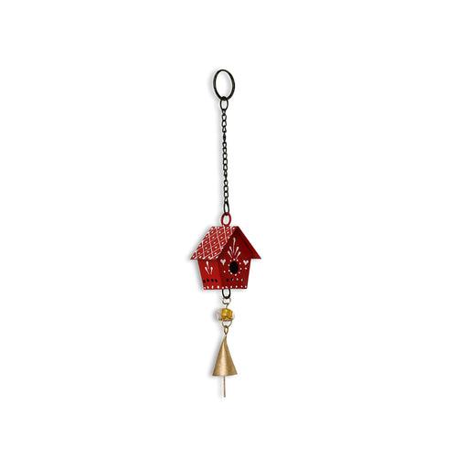 Mini Huts' Kutch Decorative Hanging Wind Chimes (Iron | Red | Set of 2)