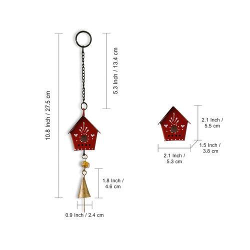 Mini Huts' Kutch Decorative Hanging Wind Chimes (Iron | Red | Set of 2)