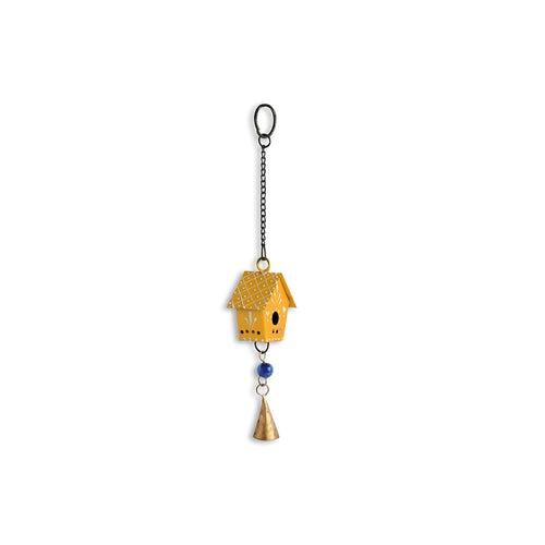 Mini Huts' Kutch Decorative Hanging Wind Chimes (Iron | Yellow | Set of 2)