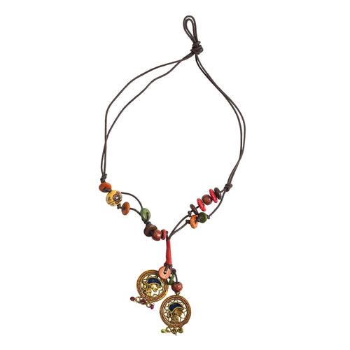 'Tribal Women' Bohemian Beaded Brass Necklace (Dhokra Art, Handcrafted)