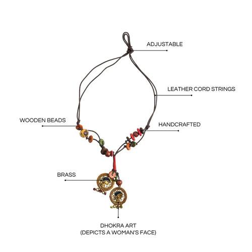 'Tribal Women' Bohemian Beaded Brass Necklace (Dhokra Art, Handcrafted)