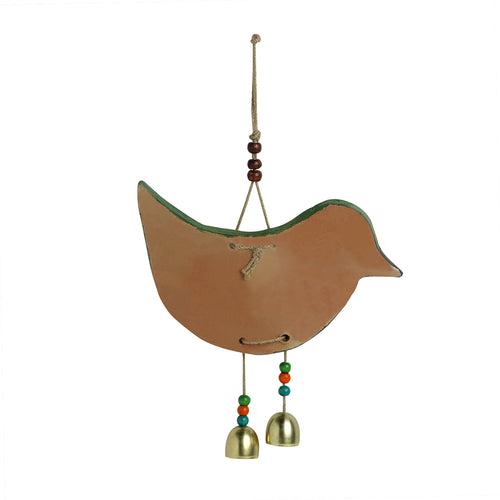 'Clinkering Sparrows' Handmade & Hand-painted Decorative Wall Hanging In Terracotta (Set of 2)