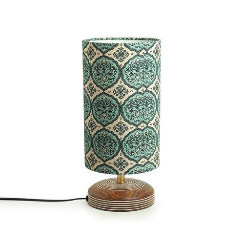 'Paisley-Carved' Table Lamp In Mango Wood (14 Inch)