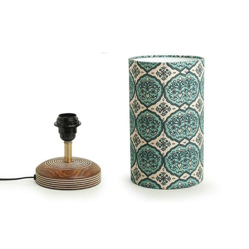 'Paisley-Carved' Table Lamp In Mango Wood (14 Inch)