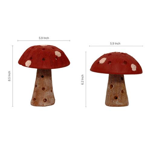 Mushroom Terracotta Handpainted Set In Red