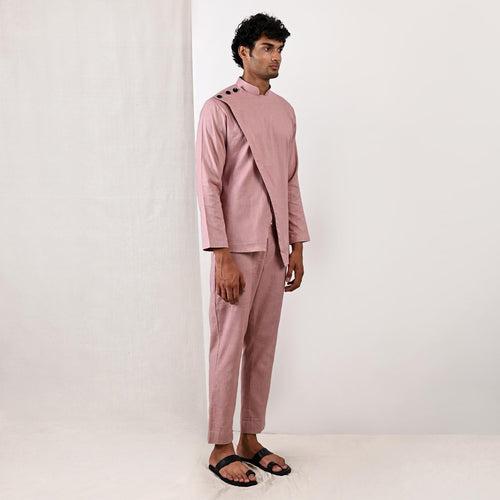 AVERITT - MAUVE ASYMMETRICAL SHIRT KURTA WITH PANT SET