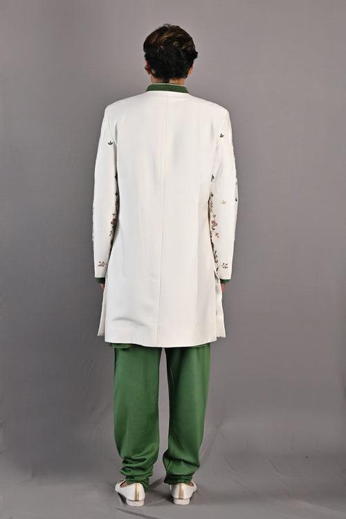 BROOK - OFF WHITE HAND EMBROIDERED SHERWANI JACKET SET